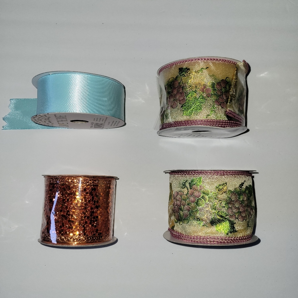 RIBBON FOR CRAFTING BOW MAKING DIY 4 ROLLS BUNDLE